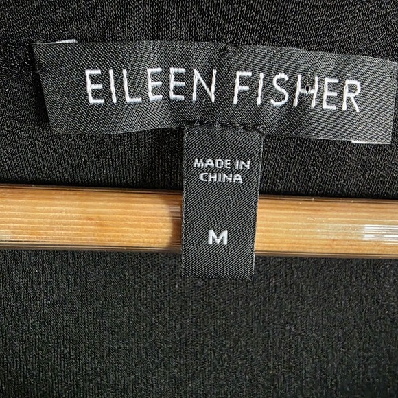 EILEEN FISHER 100% Silk Tunic Top Black Relaxed Lagenlook Luxury Minimalist Sz M - Picture 7 of 9